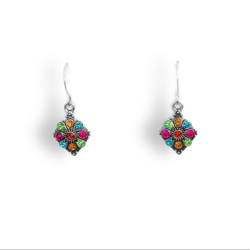 BOGO Boho silver jeweled dangle earrings